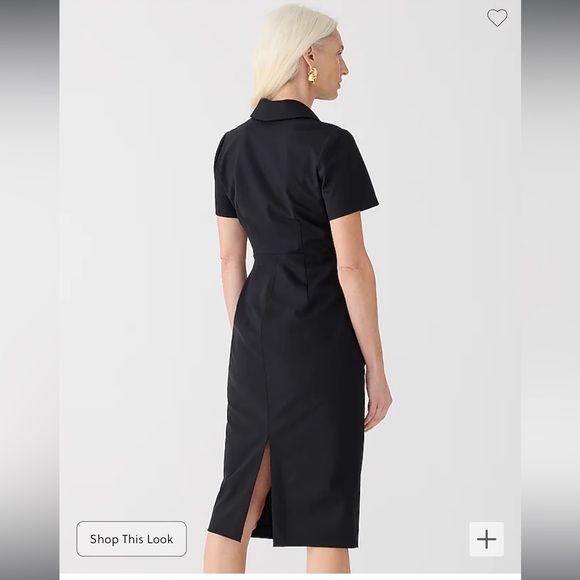NWT J.Crew Collared Sheath Dress in Bi-Stretch Wool Blend in Black - Picture 2 of 6